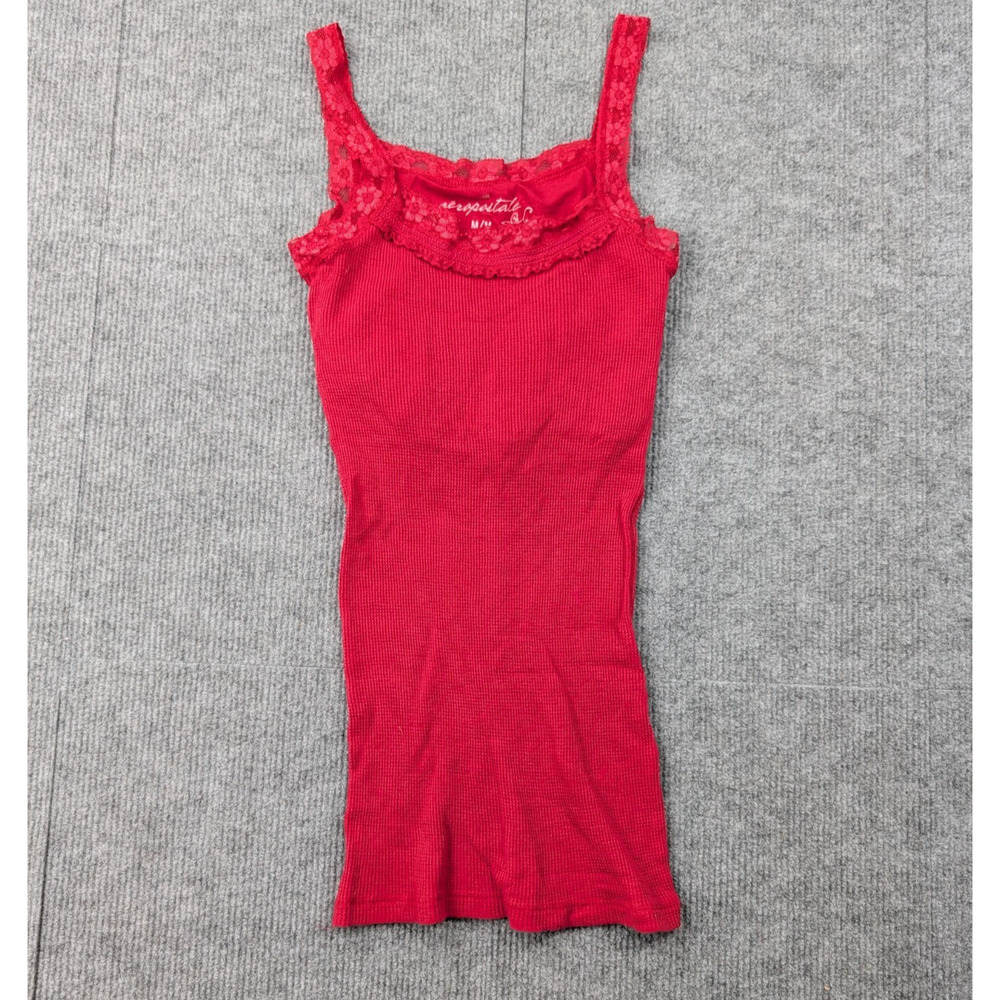 Aeropostale Camisole Womens Medium Y2K Lace Trim Ribbed Bella Swan Built In Bra